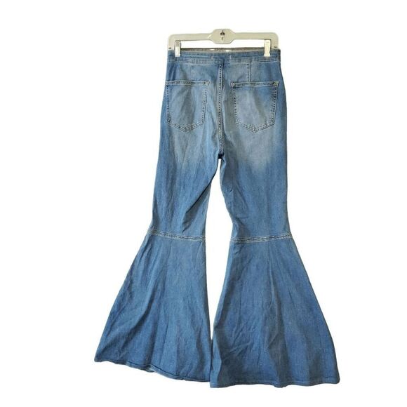 Free People Women's Wide Leg Flare High Rise Flat Front Jeans 29R - Picture 2 of 6